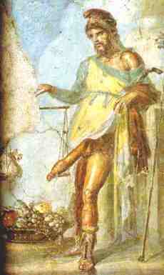 Priapus weighing his penis