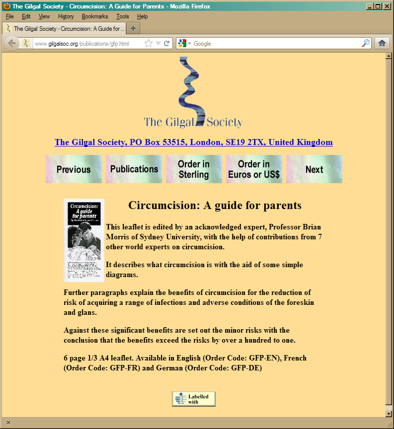 Gilgal website advertising Morris leaflet