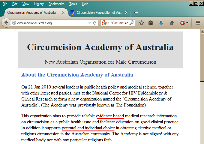 The Circumcision Academy of Australia's website