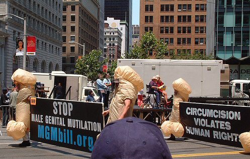 Intactivists at San Francisco Gay Pride parade, July 2008