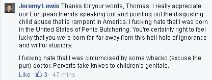 Jeremy Lewis: '' Perverts take knives to children's genitals''