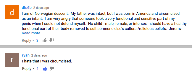 resent-ryan ''I am very angry that someone took a very senstive and functional part of my penis''...'' ''I hate that I was circumised''