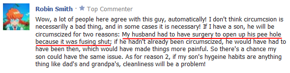 "My husband had to have surgery to open up his pee hole because it was fusing shut.